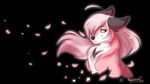  2016 black_background black_nose canine female feral fox fur hair mammal pink_fur pink_hair purrchinyan simple_background solo white_fur yellow_eyes 