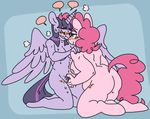  2016 5_fingers anthro areola blue_background blue_eyes blush breasts butt coolyiffer duo earth_pony equine eyes_closed feathered_wings feathers female female/female fingering friendship_is_magic fur hair half-closed_eyes hooves horn horse kneeling mammal multicolored_hair my_little_pony nude pink_fur pink_hair pinkie_pie_(mlp) pony pubes purple_feathers purple_fur purple_hair pussy simple_background slightly_chubby smile speech_bubble spread_wings twilight_sparkle_(mlp) two_tone_hair vaginal vaginal_fingering winged_unicorn wings 