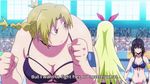  3girls animated animated_gif ass black_hair blonde_hair hip_attack kaminashi_nozomi keijo!!!!!!!! multiple_girls sakashiro_maya subtitled swimsuit yokosugi_tae 