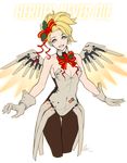  :d adapted_costume ass_visible_through_thighs bare_shoulders blonde_hair blue_eyes bow bowtie breasts brown_legwear christmas cleavage covered_navel cowboy_shot detached_collar earrings elbow_gloves faulds gloves glowing glowing_wings highres jewelry leotard looking_at_viewer lsr mechanical_wings medium_breasts mercy_(overwatch) open_mouth outstretched_arms overwatch pantyhose ponytail signature smile solo spread_wings strapless strapless_leotard stud_earrings swiss_flag teeth thigh_gap transparent_background white_gloves white_leotard wings yellow_wings 
