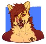  anthro canine fangs fur hair looking_at_viewer male mammal nasusbot open_mouth solo teeth tongue tongue_out 