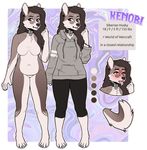  anthro canine clothed clothing collar female looking_at_viewer mammal model_sheet nasusbot nude solo standing tongue tongue_out 