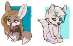  anthro canine chibi clothed clothing collar duo female fennec fox kneeling looking_at_viewer male mammal nasusbot nude sitting smile 