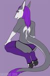  anthro breasts clothed clothing female kneeling looking_at_viewer nasusbot panties sergal smile solo topless underwear 
