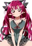  alternate_hair_length alternate_hairstyle animal_ears bare_arms bare_shoulders blush breasts bwell camisole cat_ears cat_tail cleavage extra_ears hair_ribbon head_tilt highres kaenbyou_rin lingerie long_hair looking_at_viewer medium_breasts multiple_tails pointy_ears red_eyes red_hair ribbon simple_background sitting smile solo tail touhou underwear very_long_hair white_background 