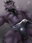  anthro balls behemoth clothing erection final_fantasy looking_at_viewer male mohumohuotou muscular pecs penis simple_background solo square_enix tenting underwear video_games 
