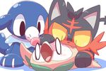  avian beak bird blush cat feline litten mammal marine nettsuu nintendo owl pinniped pok&eacute;mon popplio rowlet seal simple_background video_games white_background wings 