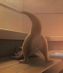  2016 adam_wan alternate_version_available anthro anus blue_eyes brown_body brown_skin female feral hi_res inside looking_back mammal mustelid nude otter presenting presenting_pussy pussy raised_tail rear_view sauna smile solo suggestive towel 