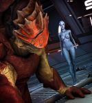  3d_(artwork) alien asari asarimaniac breasts digital_media_(artwork) duo female humanoid krogan liara_t&#039;soni male mass_effect muscular muscular_male nipples nude pussy source_filmmaker standing urdnot_wrex video_games 