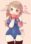  artist_request brown_eyes brown_hair furry long_hair rabbit scarf smile stocking swimsuit 