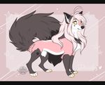  black_bars black_nose canine female feral fox fur grey_fur hair mammal nude paws pink_fur purrchinyan simple_background solo standing white_hair yellow_eyes 
