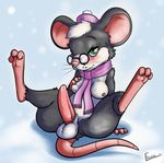  2016 anthro balls breasts dickgirl emenius intersex mammal mouse nipples penis precum rodent scarf solo tapering_penis 