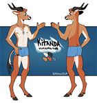  anthro antlers briefs cervine clothing deer horn jewelry male mammal model_sheet nasusbot necklace nipples smile solo standing underwear 