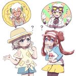  ? artist_request blue_eyes brown_hair burnet_(pokemon) double_buns dual_persona female_protagonist_(pokemon_sm) floral_print gloves goggles hat heart labcoat mei_(pokemon) pokemon pokemon_(game) pokemon_ar_searcher pokemon_sm raglan_sleeves silver_hair tan twintails visor_cap white_hair yellow_eyes 