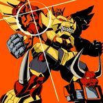  80s bird buffalo commentary_request decepticon eagle glowing horns kamizono_(spookyhouse) lion machinery mecha mechanical_wings no_humans oldschool panther predaking rhinoceros robot shiny solo teeth transformers wings 