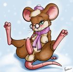  2016 anthro balls breasts dickgirl emenius intersex mammal mouse nipples penis precum rodent scarf solo tapering_penis 