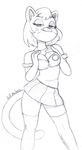  anthro arttmadness breasts cartoon_network cat cleavage clothed clothing feline female fur hair half-closed_eyes legwear looking_at_viewer mammal mature_female mother nicole_watterson parent short_hair sketch skirt smile smug solo teasing the_amazing_world_of_gumball thigh_highs whiskers 