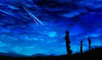  2girls absurdres arm_behind_back arms_behind_back cloud cloudy_sky grass harada_miyuki highres holding japanese_clothes kimi_no_na_wa kimono miyamizu_mitsuha multiple_girls natori_sayaka night scenery short_hair sky star_(sky) starry_sky teshigawara_katsuhiko yukata 