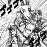  anthro black_and_white breasts caprine demon duo female goat hat hladilnik horn jojo&#039;s_bizarre_adventure lucy_(hladilnik) male mammal monochrome pentagram scar smile spade_tail spikes stand_(jjba) tommy_(hladilnik) 