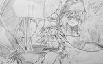  1boy 1girl artist_request bare_shoulders breasts comic cooking dark_magician dark_magician_girl duel_monster hat large_breasts long_hair magical_girl monochrome open_mouth tears traditional_media wizard_hat yu-gi-oh! yuu-gi-ou_duel_monsters 