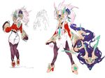  animal_ears ass bow_(weapon) character_sheet chinese_clothes furry hair_flower high_heels jacket kindred lamb_(league_of_legends) league_of_legends loiza mask no_humans partially_colored simple_background thighhighs weapon white_background wolf wolf_(league_of_legends) 