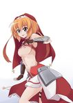  1girl areolae blush breasts chantez_arpinion lyrical_nanoha mahou_shoujo_lyrical_nanoha_vivid nun orange_hair photo_(moeeki) purple_eyes small_breasts underboob 