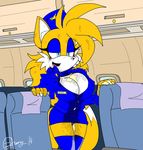  akatsukishiranui-fox breasts canine cleavage clothed clothing crossgender cum cum_on_breasts female flight_attendant fox mammal melissa_&quot;tailsko&quot;_prower miles_prower recolor solo sonic_(series) 