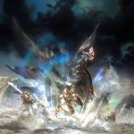  absurdres armor highres monster monster_hunter monster_hunter_frontier shield sword weapon 