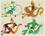  abs anthro antlers clothed clothing dragon female group hair horn kardie looking_at_viewer male 