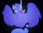  2016 anal anal_penetration anus black_background blood blue_eyes blue_feathers blue_fur blue_hair butt crown cutie_mark equine feathered_wings feathers female feral friendship_is_magic fur gore hair hooves horn humanoid_pussy impalement long_hair mammal my_little_pony nipples nude open_mouth penetration pink_nipples princess_luna_(mlp) pussy sanfingulipunrapin simple_background solo spread_legs spreading teats teeth tongue winged_unicorn wings 