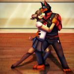  canid canine canis cervid clothed clothing collared_shirt dancing desmond_(desi_dobie) doberman dog duo male mammal pants skirt thekittenassylum 