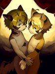  anthro better_version_at_source canine casual_nudity cat cub duo feline furiorid harvic looking_at_viewer male male/male mammal nude open_mouth shadow standing umani wolf young 