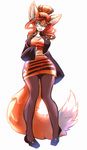  animal_humanoid canine clothed clothing eyewear female fox fox_humanoid glasses hair humanoid kardie looking_at_viewer mammal smile solo standing wide_hips 