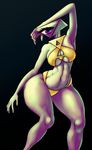  2016 big_breasts black_background bra breasts clothed clothing cyclops humanoid illuminati navel nipples not_furry pose purple_eyes pyramid raised_arm sanfingulipunrapin simple_background thick_thighs underwear wide_hips 