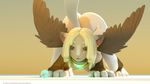  3d_(artwork) anthro ashnar ass_up breasts digital_media_(artwork) feathered_wings feathers feline female mammal nipples nude open_mouth smile solo wings 