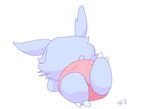  2016 animated anthro aquabunny blue_body blue_hair butt clothing didi female hair nidoran nidoran♀ nintendo pok&eacute;mon rear_view shorts simple_background solo video_games white_background 