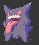  balls big_tongue dripping drooling feral front_view gengar half-erect hands_on_hips male nintendo partially-retracted_foreskin penis pok&eacute;mon saliva signature solo spirit standing tinybeasts video_games 