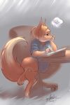  anthro canine clothed clothing drawing_tablet female fox fur hair kardie mammal pen sitting sketch solo 