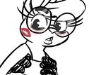  2016 anthro blush buckteeth clothed clothing disembodied_hand disney duo eyewear fan_character female glasses inkyfrog kiss_mark lagomorph mammal maxine_d&#039;lapin rabbit restricted_palette simple_background solo_focus teeth white_background zootopia 