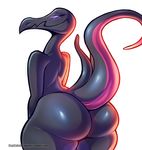  big_butt butt cupcake992 eyelashes huge_butt nintendo pok&eacute;mon salazzle simple_background smile solo video_games white_background 