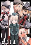  :d ahenn anchor_hair_ornament bismarck_(kantai_collection) black_gloves black_legwear blue_eyes brown_gloves c: capelet chair commentary_request cover cover_page detached_sleeves doujin_cover dual_persona flower garrison_cap germany gloves graf_zeppelin_(kantai_collection) grey_eyes hair_flower hair_ornament hat highres iron_cross kantai_collection light_brown_hair multiple_girls nervous open_mouth pale_skin pantyhose peaked_cap pleated_skirt prinz_eugen_(kantai_collection) remodel_(kantai_collection) ro-500_(kantai_collection) school_swimsuit school_uniform serafuku silver_hair sitting skirt smile snorkel sweat swimsuit swimsuit_under_clothes tan tanline translated twintails u-511_(kantai_collection) wavy_mouth 
