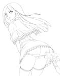  1girl ass castlevania castlevania:_portrait_of_ruin charlotte_aulin dollinger long_hair monochrome open_mouth panties panty_pull portrait_of_ruin simple_background sketch solo underwear vacuum vacuum_cleaner white_background 