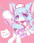  artist_request blue_eyes blue_hair cat cat_busters character_request eject furry nurse nurse_hat 
