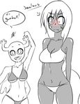  anthro big_breasts bikini blush breasts cartoon_network cleavage clothed clothing dinosaur embarrassed english_text female horn humanoid inuyuru navel open_mouth penny_fitzgerald scalie shape_shifter snaggle_tooth speech_bubble swimsuit text the_amazing_world_of_gumball theropod tina_rex tongue tyrannosaurus_rex waving wings 