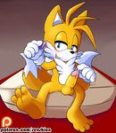  anthro balls barefoot blush canine clothing condom cum cum_on_hand erection fox fur gloves looking_at_viewer male mammal miles_prower nude open_mouth orgasm penis senshion sitting smile solo sonic_(series) spread_legs spreading video_games 