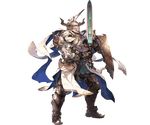  armor armored_boots baotorda blonde_hair blue_eyes boots draph full_armor full_body gloves granblue_fantasy helmet horns male_focus minaba_hideo official_art shield solo sword transparent_background weapon 