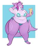  anthro bra clothing elmelie female fish hair horn looking_at_viewer marine mochi-squish obese overweight shark smile solo standing underwear 