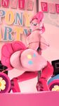  2016 3d_(artwork) absurd_res anthro anthrofied armpits big_breasts bikini blue_eyes breasts butt clothed clothing cutie_mark dancing digital_media_(artwork) earth_pony equine female friendship_is_magic hair hi_res horse indigosfm looking_at_viewer mammal my_little_pony pink_hair pinkie_pie_(mlp) pole pole_dancing pony smile solo source_filmmaker stripper swimsuit thong 