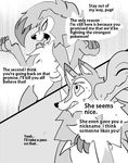  claws clenched_teeth dialogue english_text eyelashes eyes_closed female greyscale kl0ndike male midday_lycanroc midnight_lycanroc monochrome nintendo open_mouth pok&eacute;mon salazzle sharp_teeth smile speech_bubble sweat teeth text tongue tongue_out video_games 