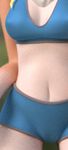  2016 3d_(artwork) ambiguous_species animated anthro ashnar blonde_hair breasts camel_toe cleavage clothed clothing digital_media_(artwork) female hair mammal midriff navel nipple_bulge phina_(ashnar) solo 